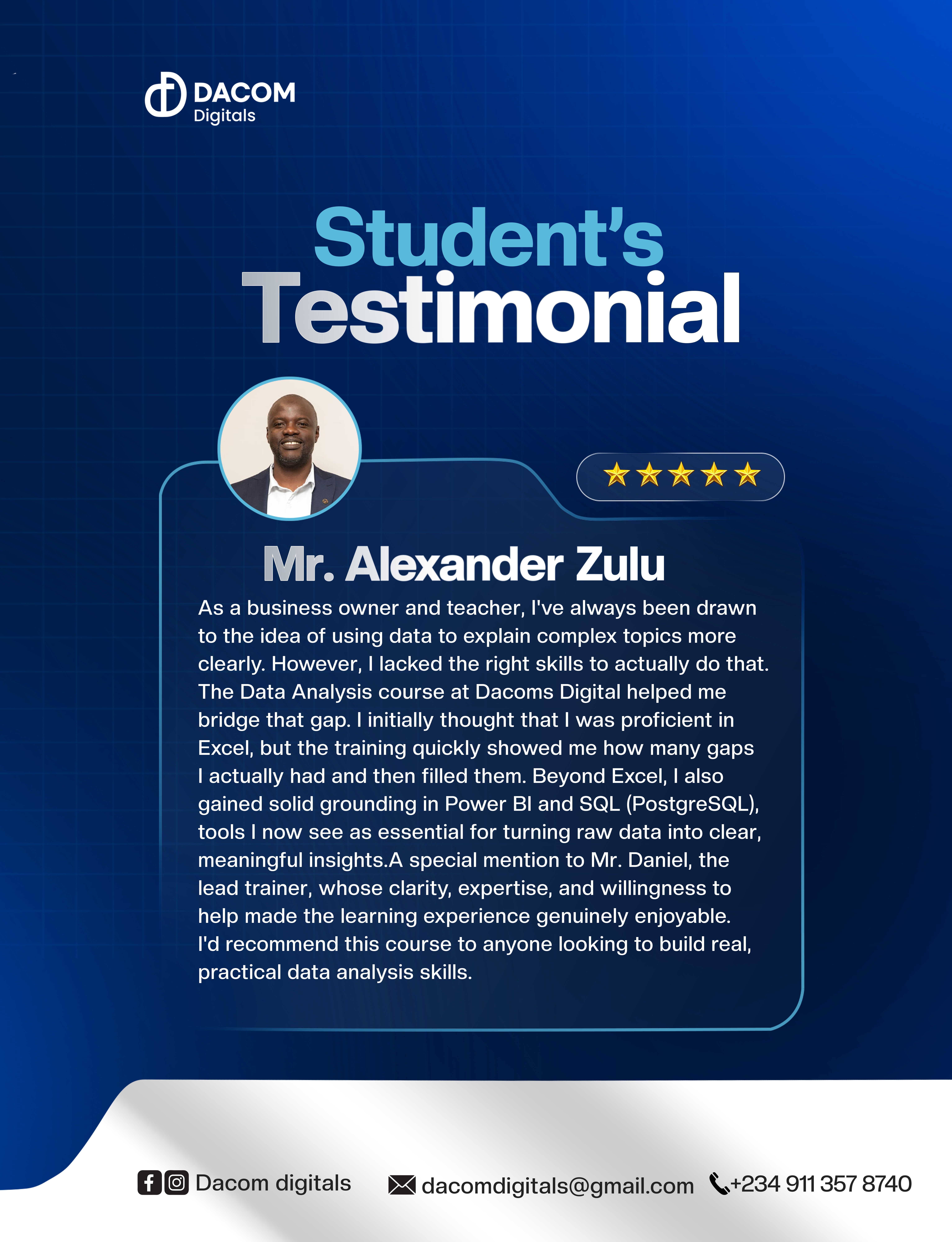 Dr. Chisoko Chipampe Ernest testimonial